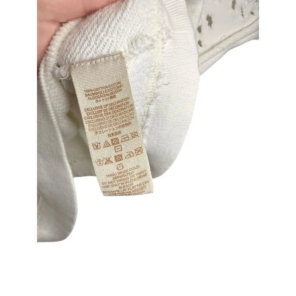Free People Crumpette Cropped Eyelet Sweatshirt‎ in Ivory Size Medium